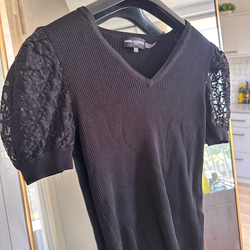 Karl Lagerfeld Black shirt with Lace Sleeves